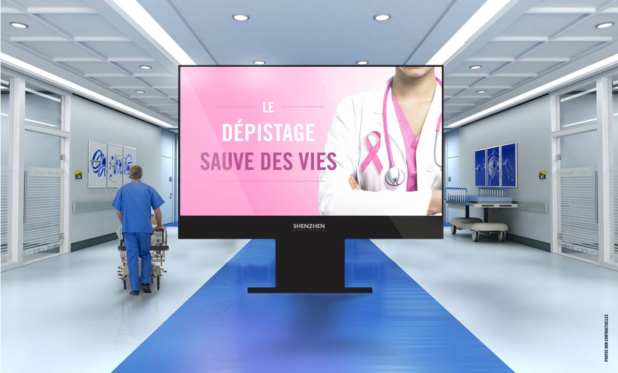 L' écran affichage digital SH-05 16/9ème s'intègre aussi bien dans les hôpitaux, que dans les concessions automobiles.