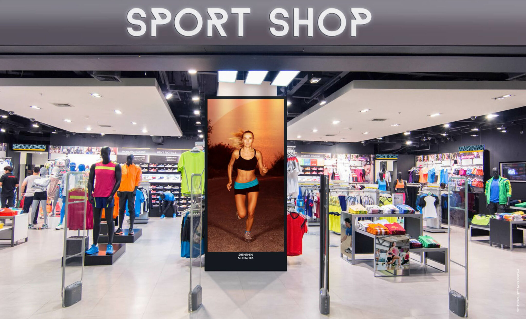 écran PLV magasin de sport